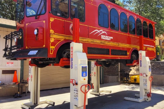 Mountain Regional Transit Street Car on Mobile Column Lifts