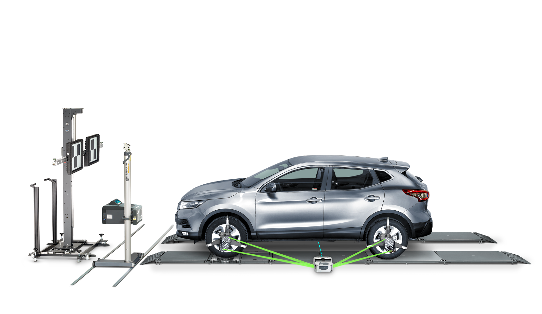 Photo 2: Beissbarth® newest wheel alignment solution, Q.Lign, enables workshops to perform wheel alignments, ADAS calibrations, and headlight adjustments in one-go to ensure highest service quality.